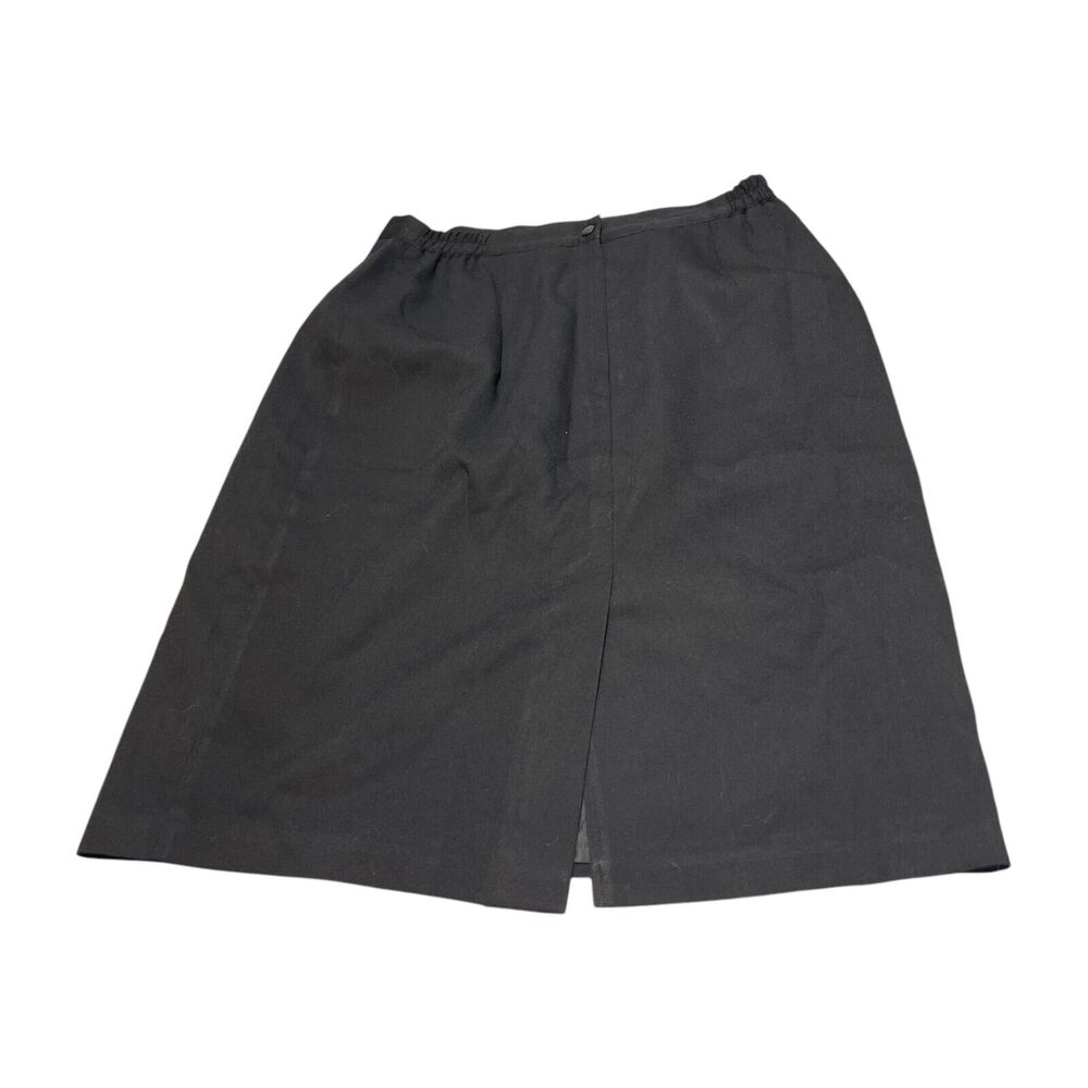 Worthington Skirt Women's Black Rayon Elastic Waist Side Site Back Button - Picture 2 of 7